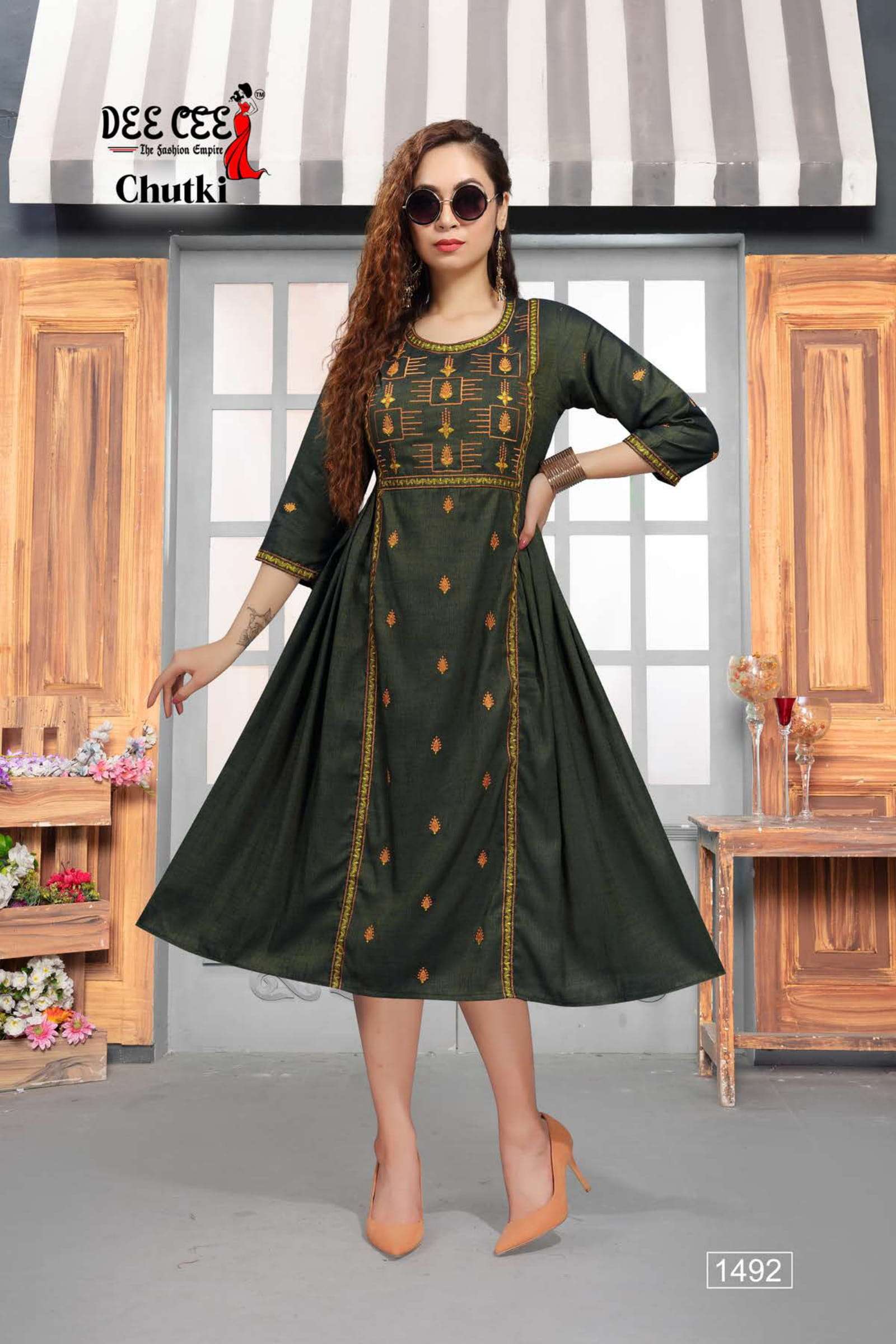 CHUTKI BY DEE CEE 1490 TO 1497 SERIES DESIGNER STYLISH FANCY COLORFUL BEAUTIFUL PARTY WEAR & ETHNIC WEAR COLLECTION FANCY KURTIS AT WHOLESALE PRICE