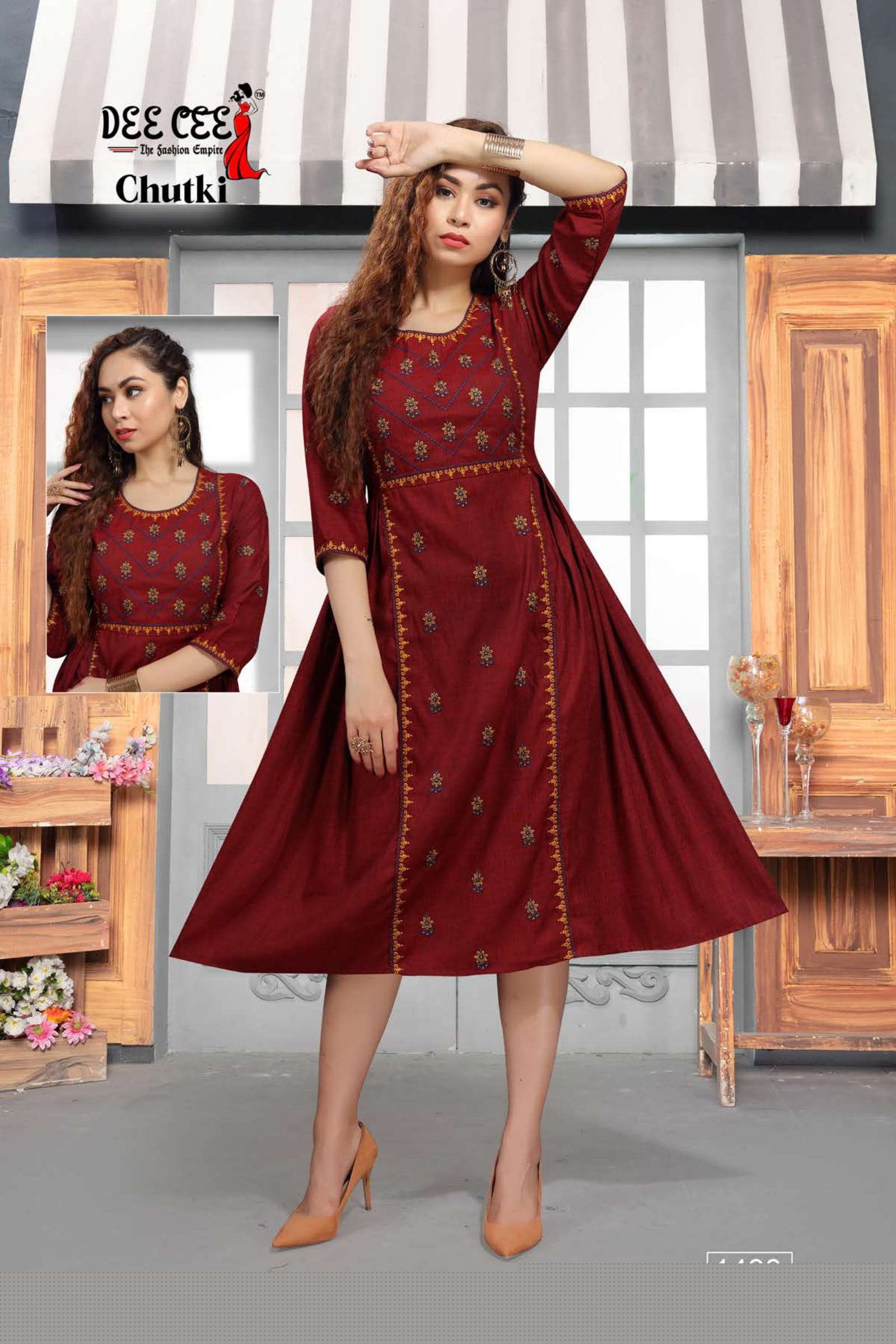 CHUTKI BY DEE CEE 1490 TO 1497 SERIES DESIGNER STYLISH FANCY COLORFUL BEAUTIFUL PARTY WEAR & ETHNIC WEAR COLLECTION FANCY KURTIS AT WHOLESALE PRICE