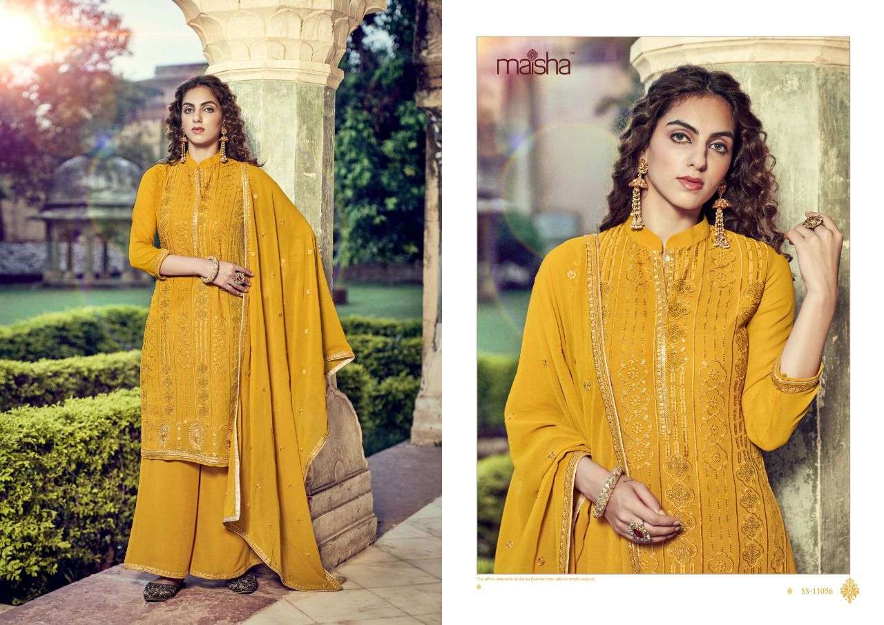 Koraa By Maisha 11052 To 11056 Series Beautiful Sharara Suits Colorful Stylish Fancy Casual Wear & Ethnic Wear Pure Georgette Embroidery Dresses At Wholesale Price