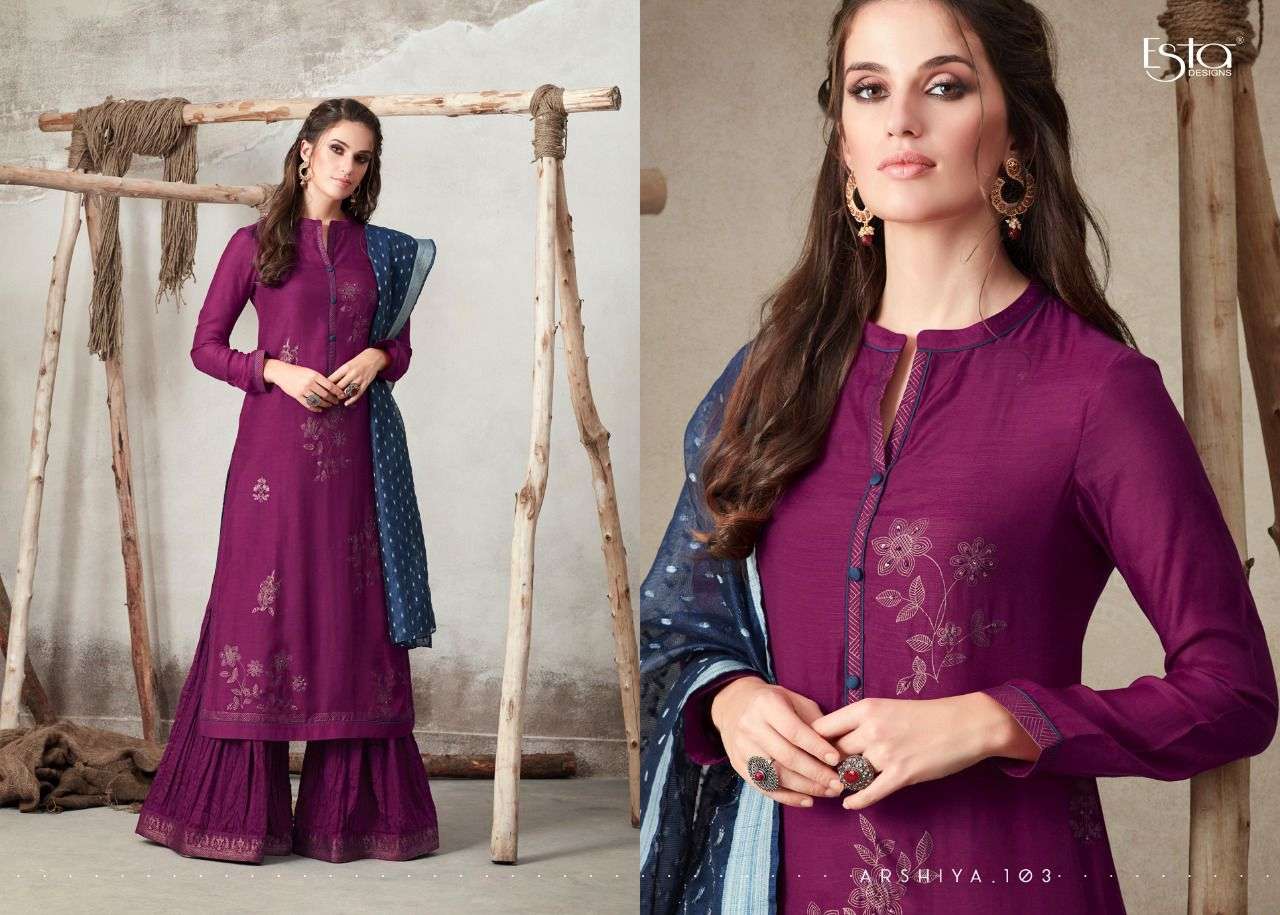 ARSHIYA BY ESTA 101 TO 112 SERIES BEAUTIFUL SUITS COLORFUL STYLISH FANCY CASUAL WEAR & ETHNIC WEAR PURE COTTON SILK PRINT DRESSES AT WHOLESALE PRICE