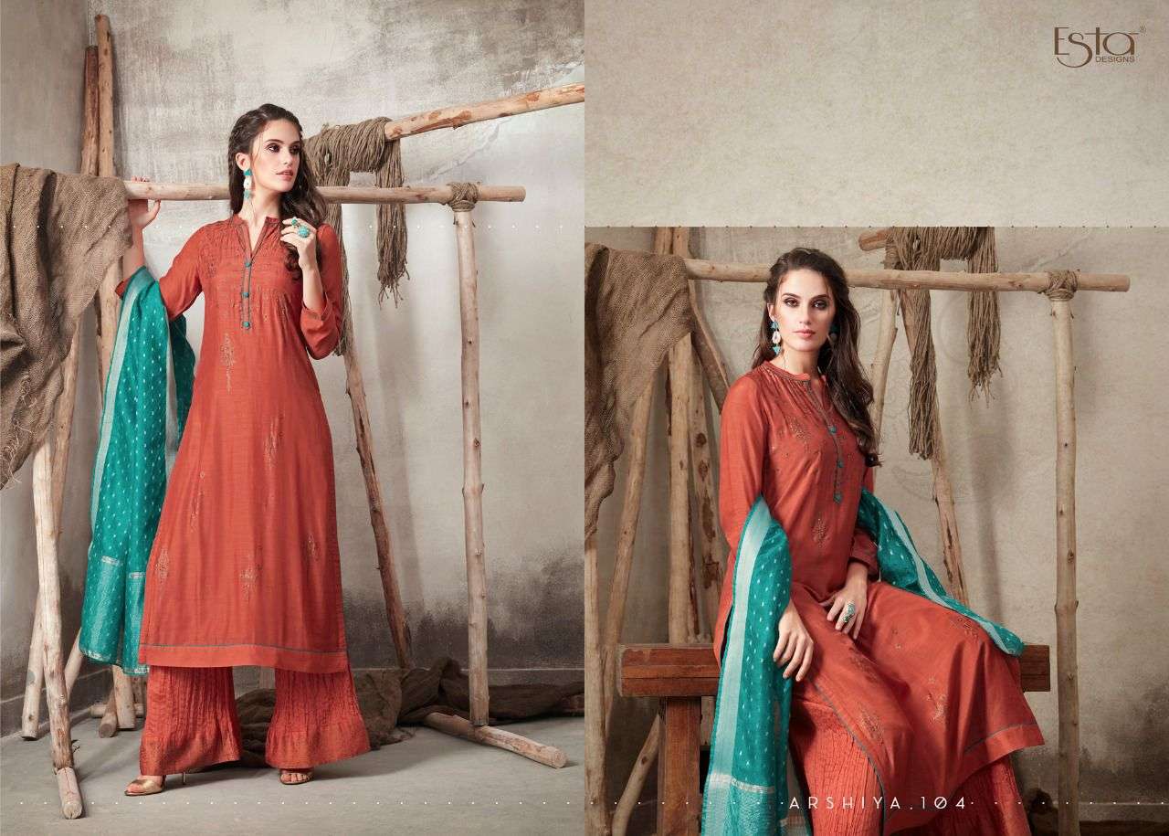 ARSHIYA BY ESTA 101 TO 112 SERIES BEAUTIFUL SUITS COLORFUL STYLISH FANCY CASUAL WEAR & ETHNIC WEAR PURE COTTON SILK PRINT DRESSES AT WHOLESALE PRICE