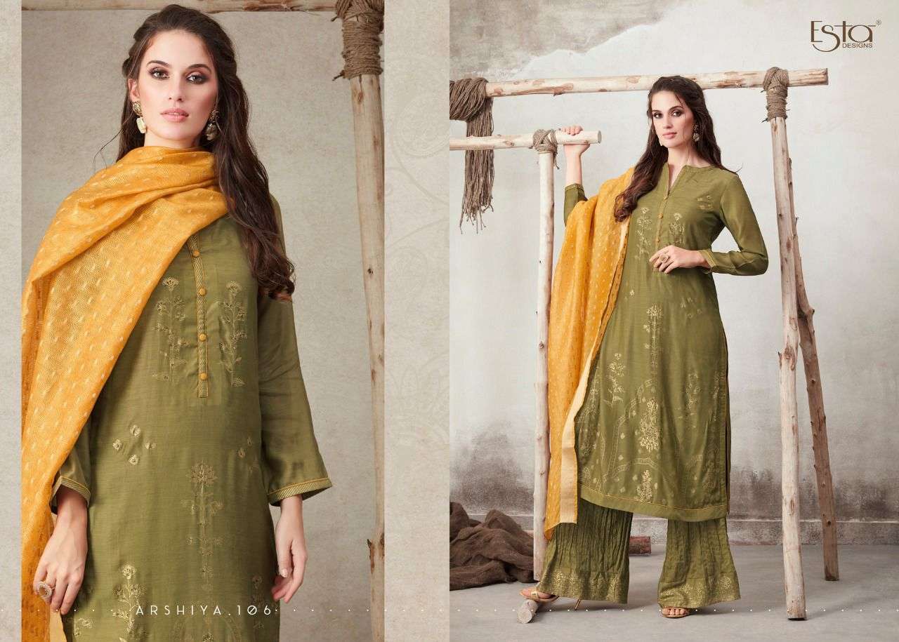 ARSHIYA BY ESTA 101 TO 112 SERIES BEAUTIFUL SUITS COLORFUL STYLISH FANCY CASUAL WEAR & ETHNIC WEAR PURE COTTON SILK PRINT DRESSES AT WHOLESALE PRICE