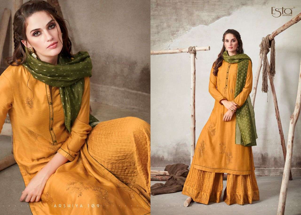 ARSHIYA BY ESTA 101 TO 112 SERIES BEAUTIFUL SUITS COLORFUL STYLISH FANCY CASUAL WEAR & ETHNIC WEAR PURE COTTON SILK PRINT DRESSES AT WHOLESALE PRICE