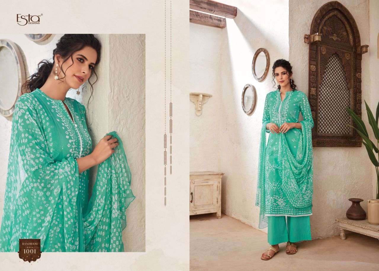 BANDHANI BY ESTA DESIGNS 1001 TO 1010 SERIES BEAUTIFUL SUITS COLORFUL STYLISH FANCY CASUAL WEAR & ETHNIC WEAR HEAVY CHIFFON DIGITAL PRINT DRESSES AT WHOLESALE PRICE