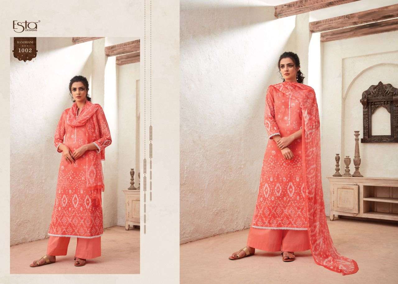 BANDHANI BY ESTA DESIGNS 1001 TO 1010 SERIES BEAUTIFUL SUITS COLORFUL STYLISH FANCY CASUAL WEAR & ETHNIC WEAR HEAVY CHIFFON DIGITAL PRINT DRESSES AT WHOLESALE PRICE