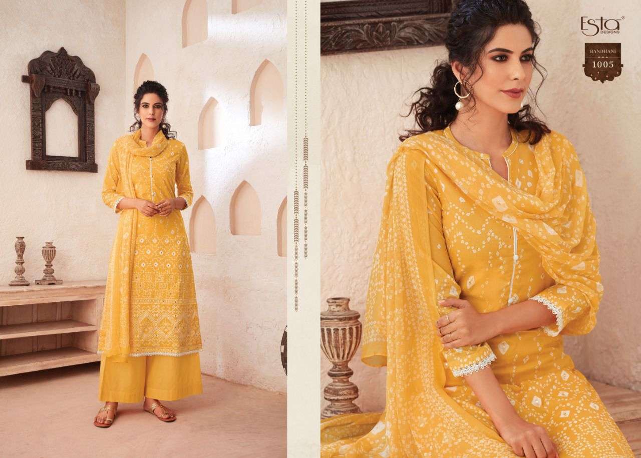 BANDHANI BY ESTA DESIGNS 1001 TO 1010 SERIES BEAUTIFUL SUITS COLORFUL STYLISH FANCY CASUAL WEAR & ETHNIC WEAR HEAVY CHIFFON DIGITAL PRINT DRESSES AT WHOLESALE PRICE