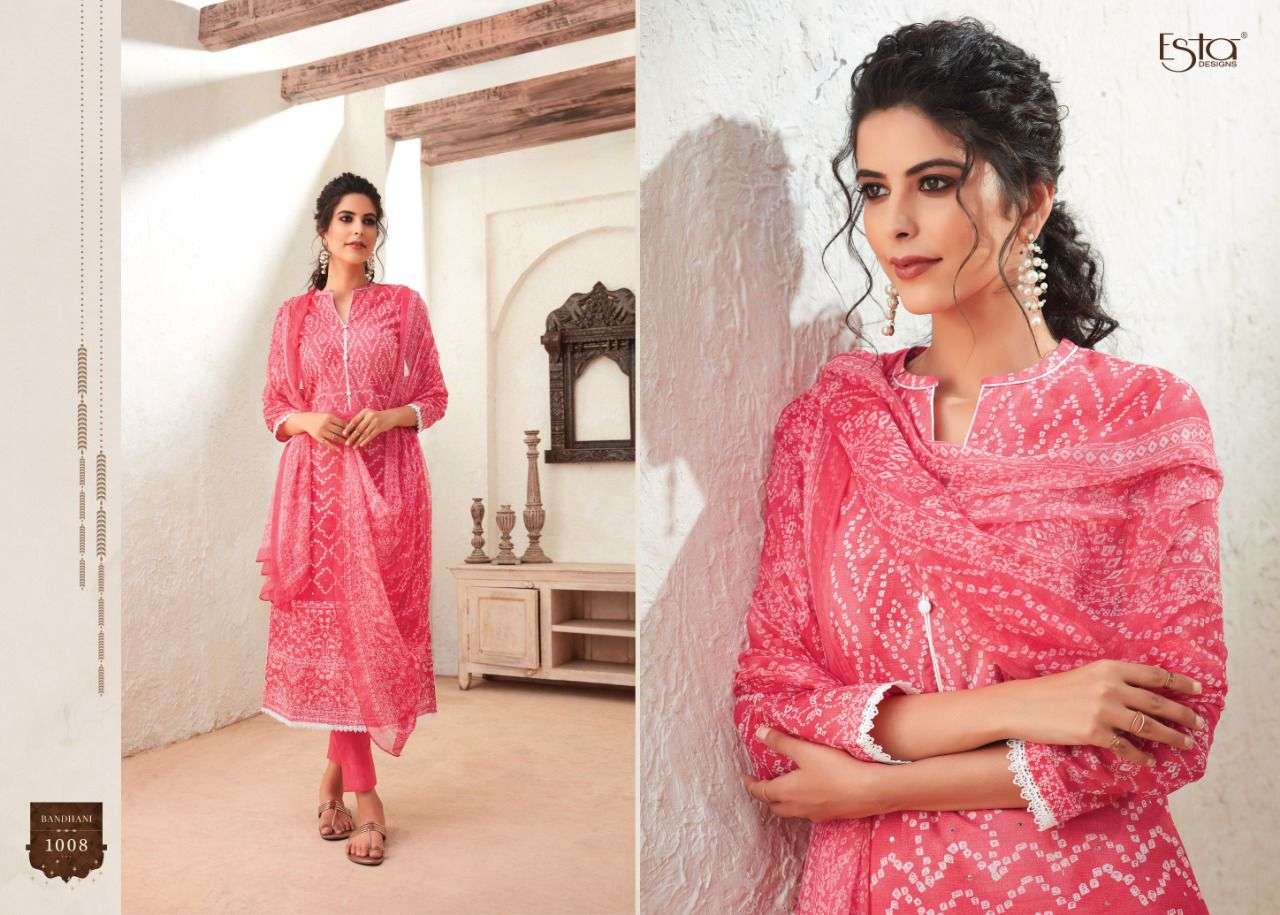 BANDHANI BY ESTA DESIGNS 1001 TO 1010 SERIES BEAUTIFUL SUITS COLORFUL STYLISH FANCY CASUAL WEAR & ETHNIC WEAR HEAVY CHIFFON DIGITAL PRINT DRESSES AT WHOLESALE PRICE