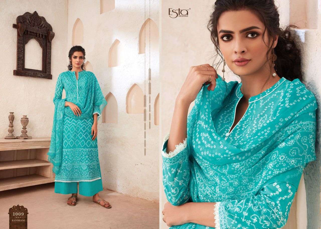 BANDHANI BY ESTA DESIGNS 1001 TO 1010 SERIES BEAUTIFUL SUITS COLORFUL STYLISH FANCY CASUAL WEAR & ETHNIC WEAR HEAVY CHIFFON DIGITAL PRINT DRESSES AT WHOLESALE PRICE