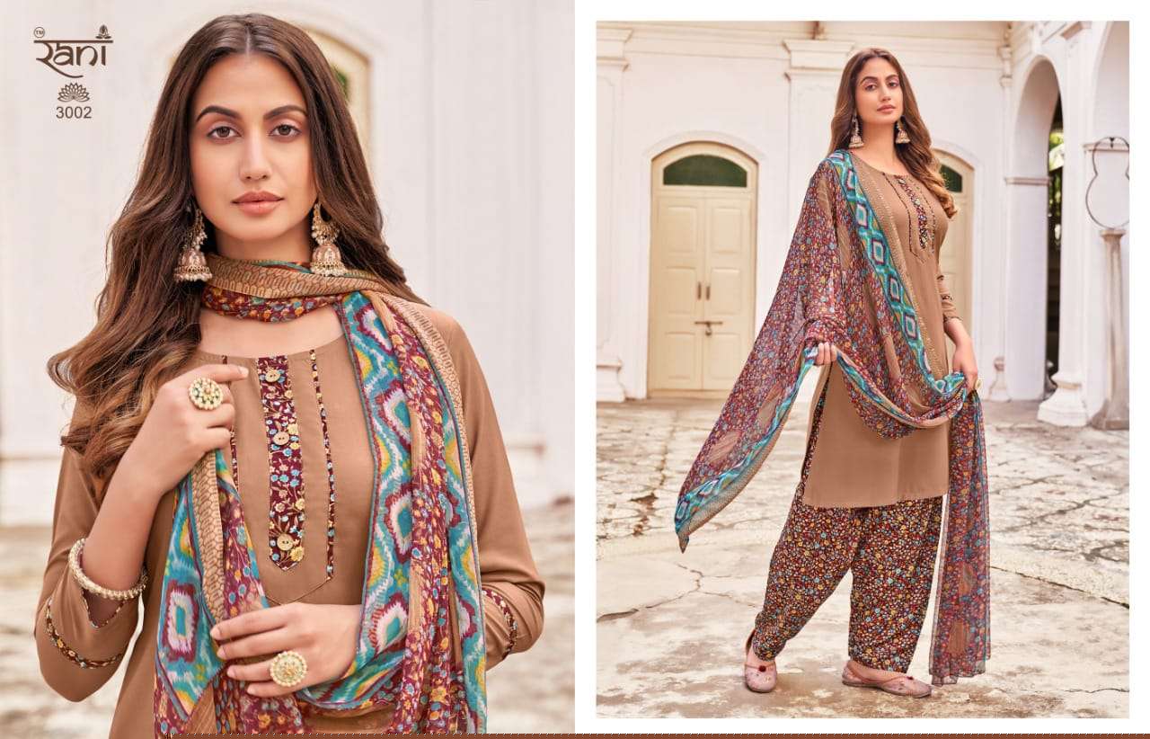 SOFIYA BY RANI FASHION 3001 TO 3016 SERIES BEAUTIFUL SUITS COLORFUL STYLISH FANCY CASUAL WEAR & ETHNIC WEAR AMERICAN CREPE PRINT DRESSES AT WHOLESALE PRICE