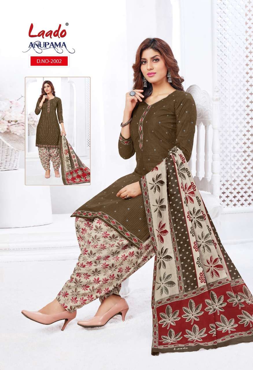 ANUPAMA VOL-2 BY LAADO 2001 TO 2010 SERIES BEAUTIFUL STYLISH SUITS FANCY COLORFUL CASUAL WEAR & ETHNIC WEAR & READY TO WEAR PURE COTTON PRINTED DRESSES AT WHOLESALE PRICE