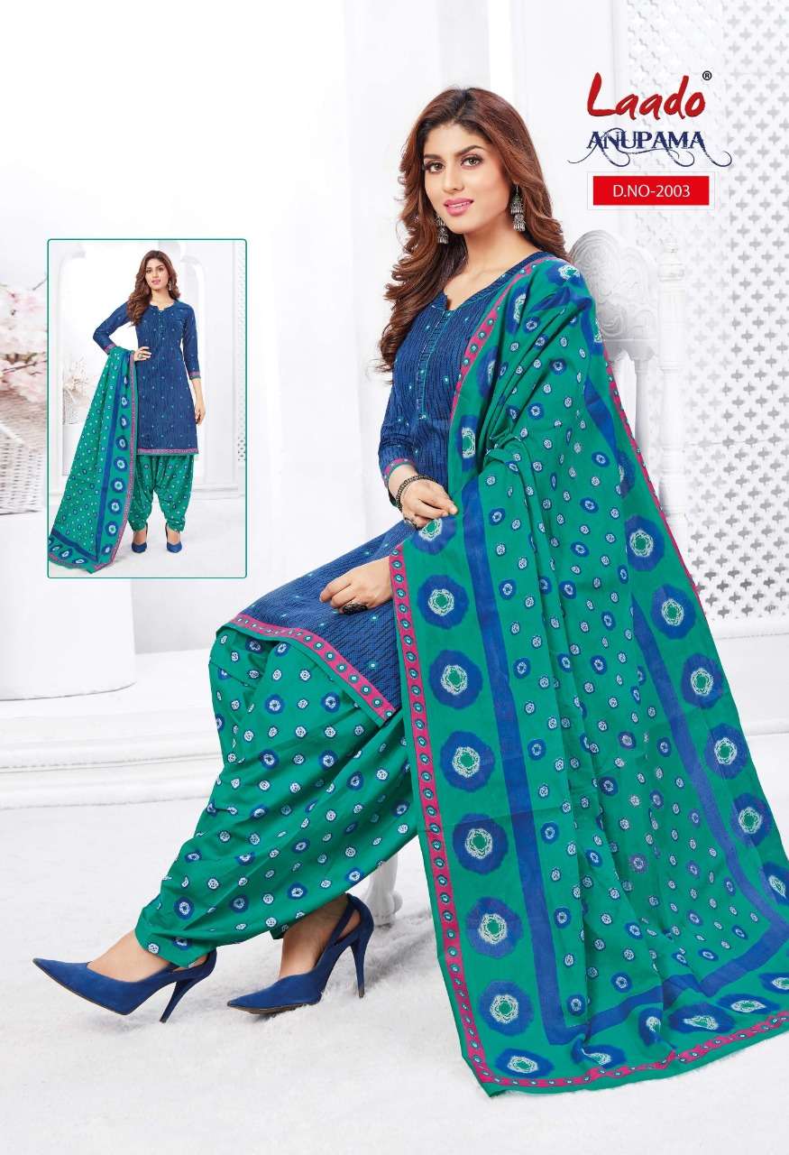 ANUPAMA VOL-2 BY LAADO 2001 TO 2010 SERIES BEAUTIFUL STYLISH SUITS FANCY COLORFUL CASUAL WEAR & ETHNIC WEAR & READY TO WEAR PURE COTTON PRINTED DRESSES AT WHOLESALE PRICE