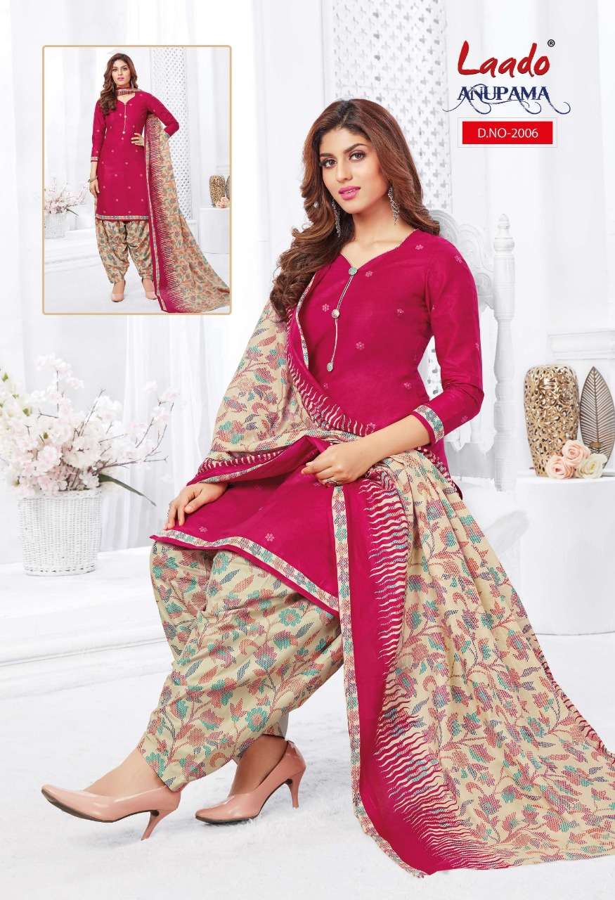 ANUPAMA VOL-2 BY LAADO 2001 TO 2010 SERIES BEAUTIFUL STYLISH SUITS FANCY COLORFUL CASUAL WEAR & ETHNIC WEAR & READY TO WEAR PURE COTTON PRINTED DRESSES AT WHOLESALE PRICE