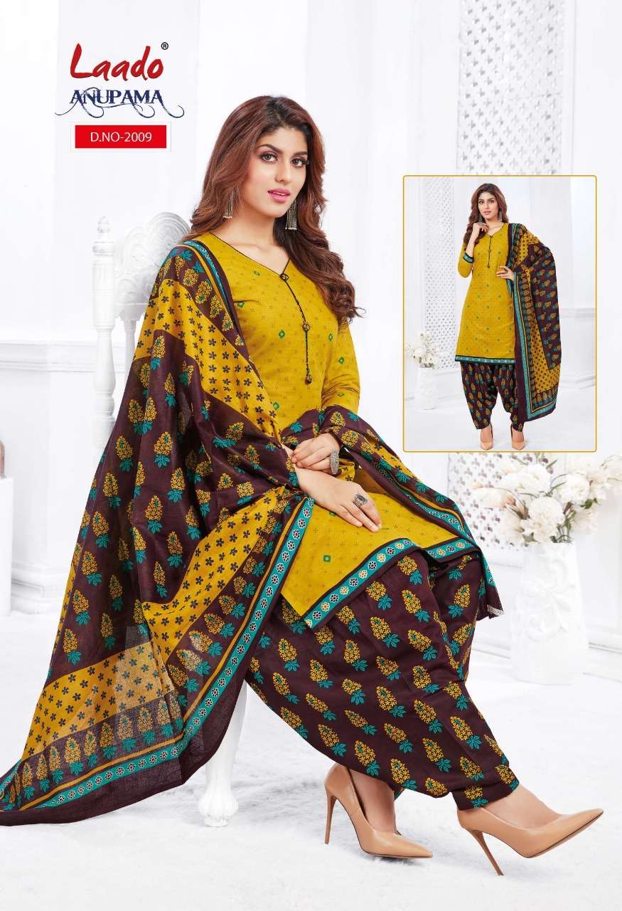 ANUPAMA VOL-2 BY LAADO 2001 TO 2010 SERIES BEAUTIFUL STYLISH SUITS FANCY COLORFUL CASUAL WEAR & ETHNIC WEAR & READY TO WEAR PURE COTTON PRINTED DRESSES AT WHOLESALE PRICE