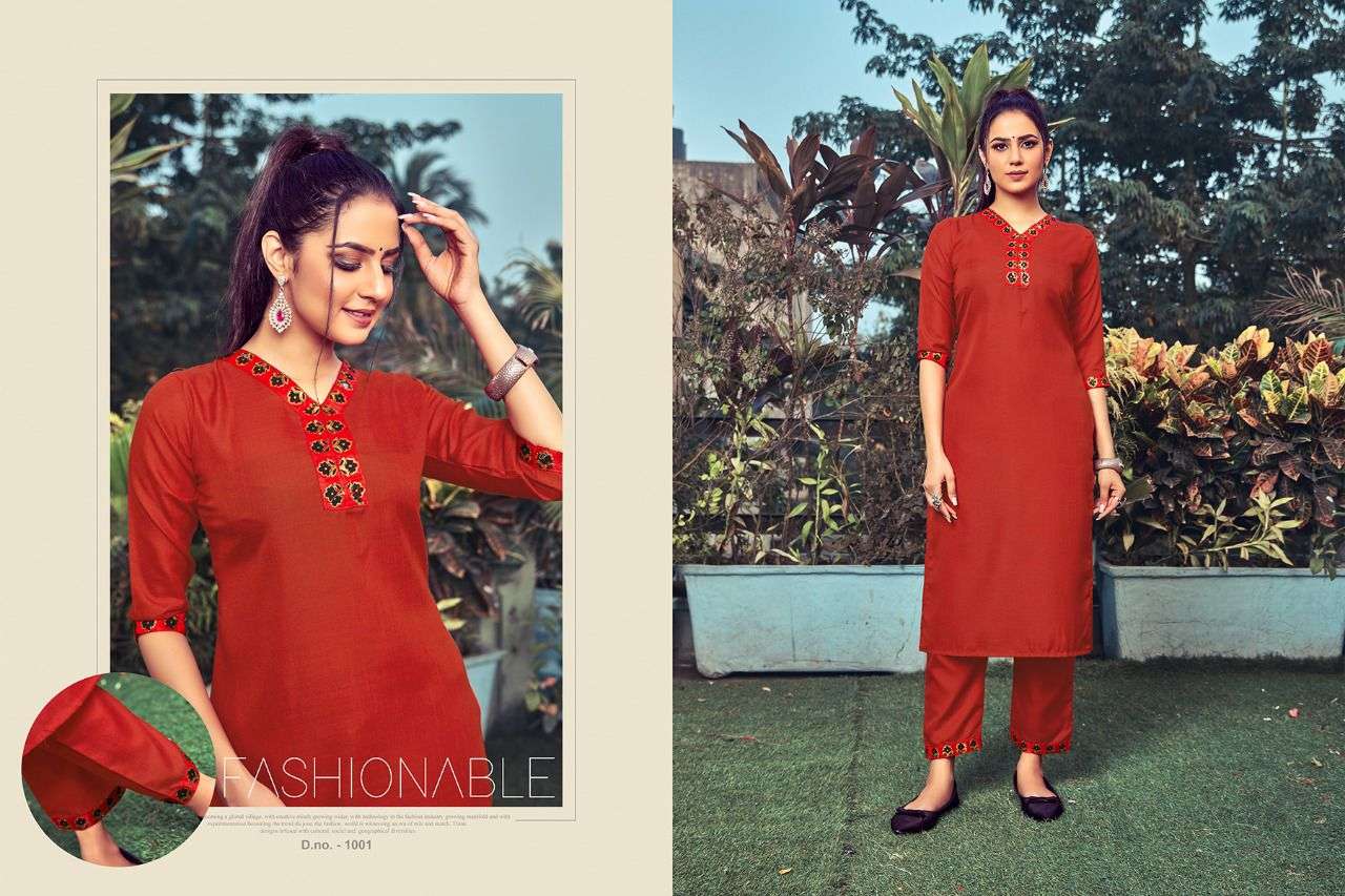 LIFE STYLE BY VFF 1001 TO 1008 SERIES DESIGNER STYLISH FANCY COLORFUL BEAUTIFUL PARTY WEAR & ETHNIC WEAR COLLECTION MAGIC SLUB EMBROIDERY KURTIS WITH BOTTOM AT WHOLESALE PRICE