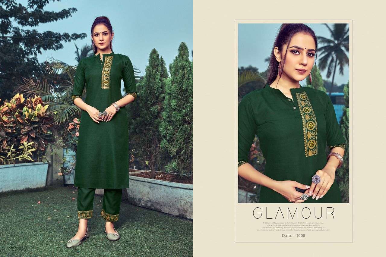 LIFE STYLE BY VFF 1001 TO 1008 SERIES DESIGNER STYLISH FANCY COLORFUL BEAUTIFUL PARTY WEAR & ETHNIC WEAR COLLECTION MAGIC SLUB EMBROIDERY KURTIS WITH BOTTOM AT WHOLESALE PRICE