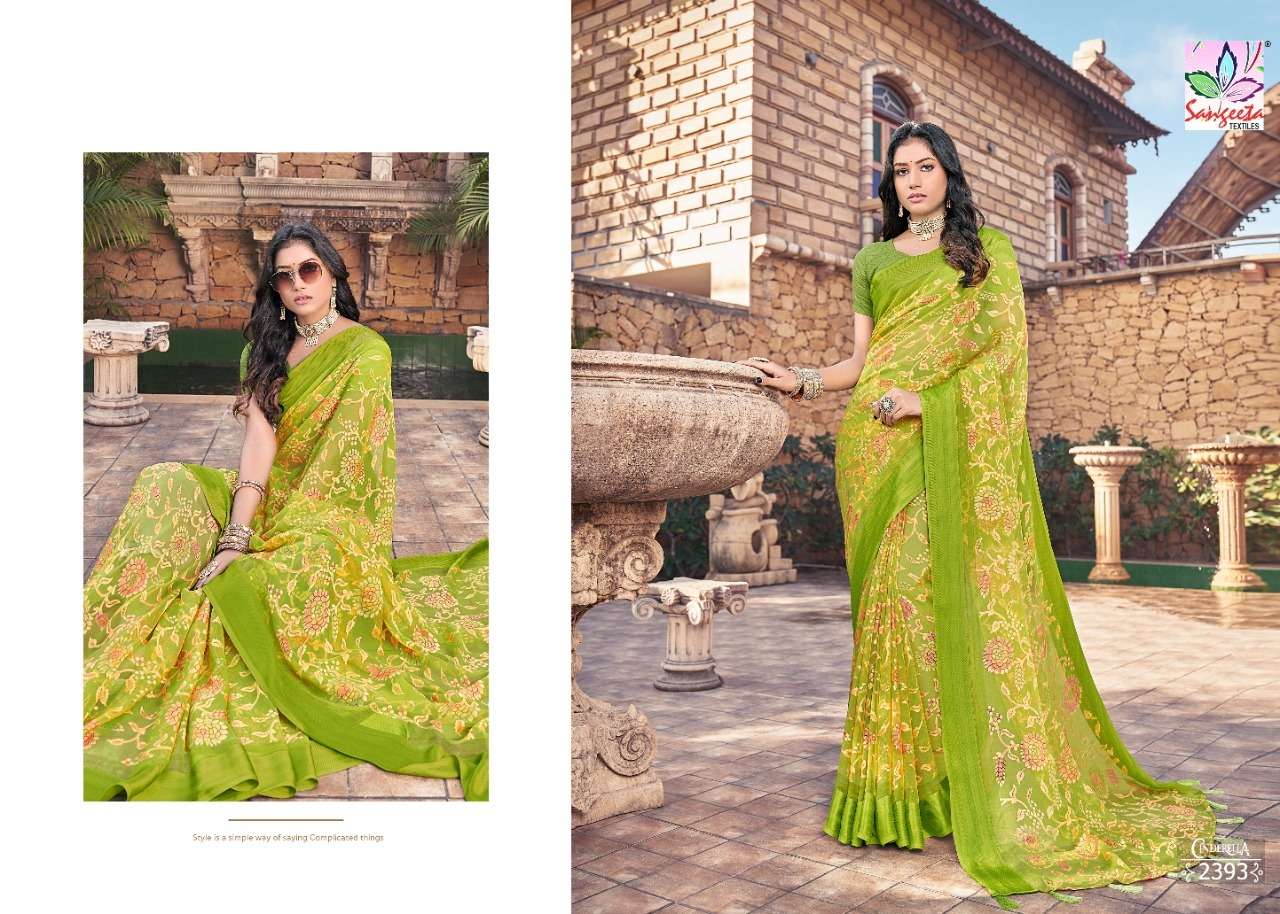 CINDERELLA BY SANGEETA TEXTILE 2391 TO 2399 SERIES INDIAN TRADITIONAL WEAR COLLECTION BEAUTIFUL STYLISH FANCY COLORFUL PARTY WEAR & OCCASIONAL WEAR BRASSO PRINT SAREES AT WHOLESALE PRICE