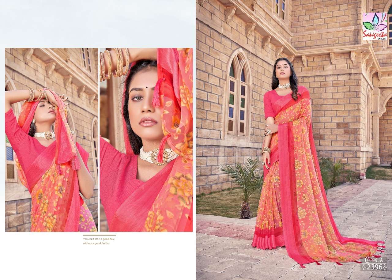 CINDERELLA BY SANGEETA TEXTILE 2391 TO 2399 SERIES INDIAN TRADITIONAL WEAR COLLECTION BEAUTIFUL STYLISH FANCY COLORFUL PARTY WEAR & OCCASIONAL WEAR BRASSO PRINT SAREES AT WHOLESALE PRICE