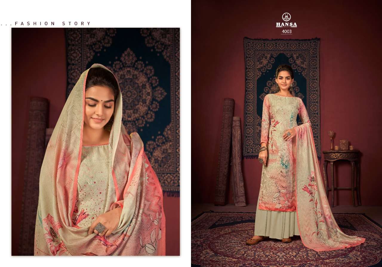 Hidaya Parneeta By Hansa Print 4001 To 4006 Series Beautiful Stylish Suits Fancy Colorful Casual Wear & Ethnic Wear & Ready To Wear Pashmina Digital Printed With Handwork Dresses At Wholesale Price