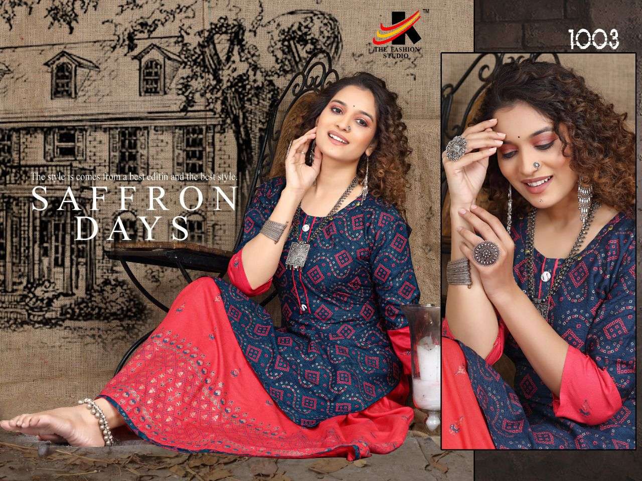MANMEET BY THE FASHION STUDIO 1001 TO 1008 SERIES DESIGNER STYLISH FANCY COLORFUL BEAUTIFUL PARTY WEAR & ETHNIC WEAR COLLECTION RAYON TWO TONE KURTIS WITH BOTTOM AT WHOLESALE PRICE