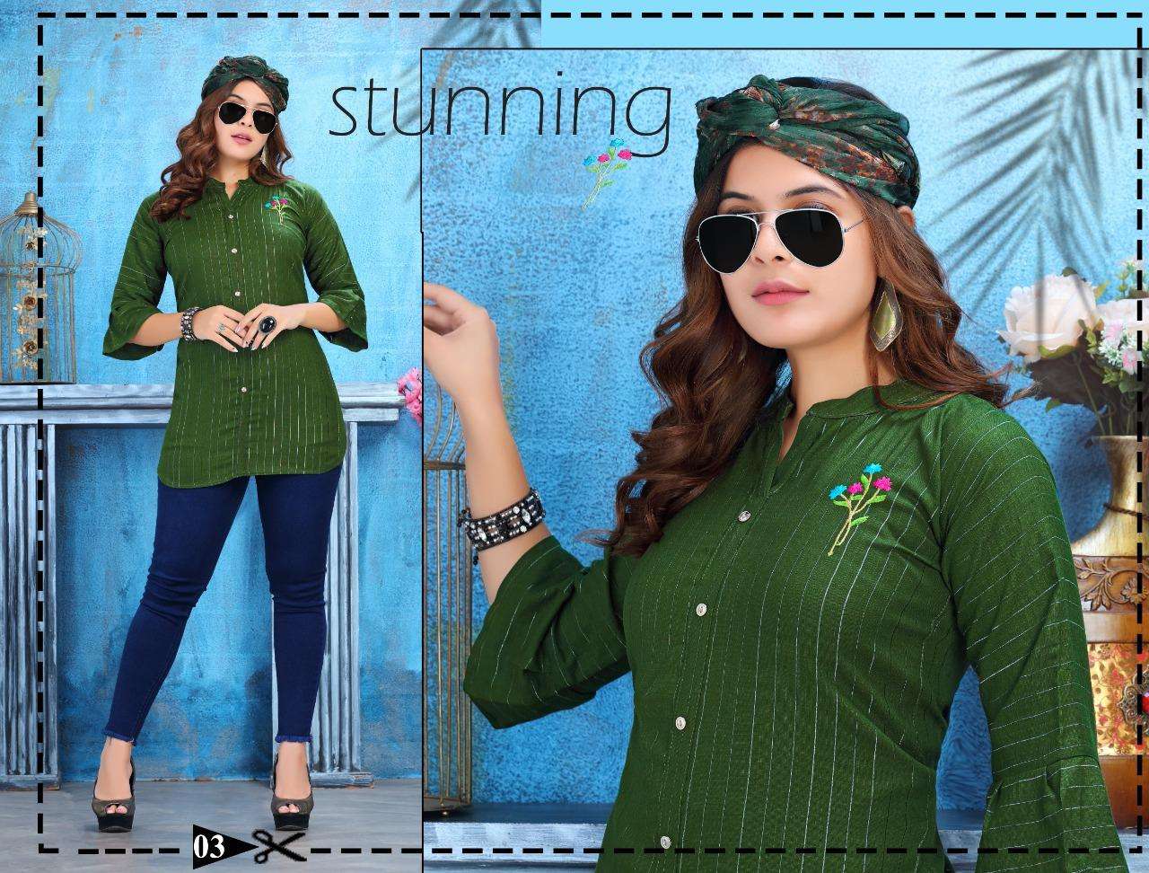 FLOWER BY BEAUTY QUEEN 01 TO 08 SERIES BEAUTIFUL STYLISH FANCY COLORFUL CASUAL WEAR & ETHNIC WEAR HEAVY RAYON EMBROIDERED TOPS AT WHOLESALE PRICE