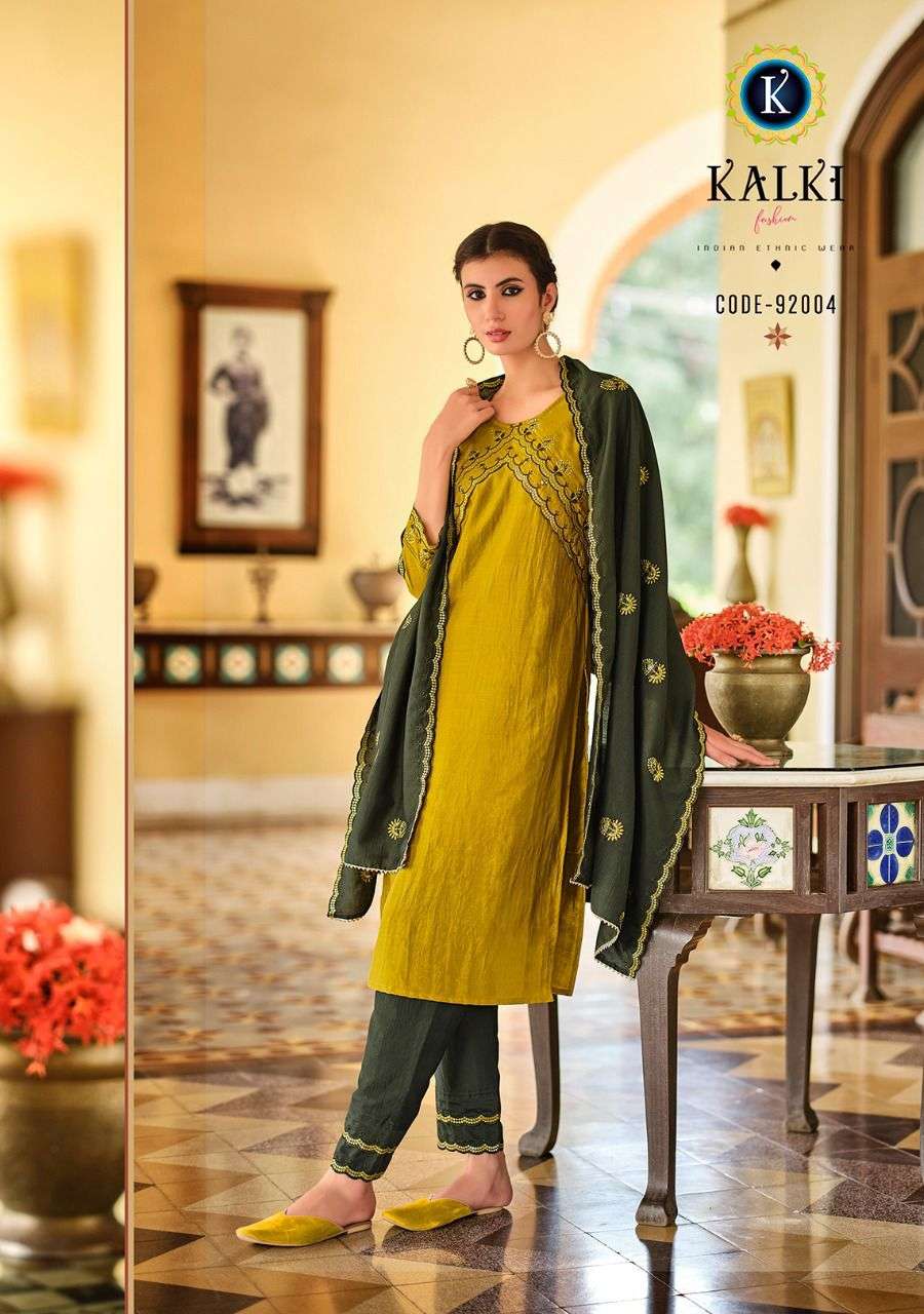 IZABELLA VOL-3 BY KALKI FASHION 91001 TO 92006 SERIES BEAUTIFUL SUITS STYLISH FANCY COLORFUL CASUAL WEAR & ETHNIC WEAR PURE VISCOSE SILK WITH EMBROIDERY DRESSES AT WHOLESALE PRICE