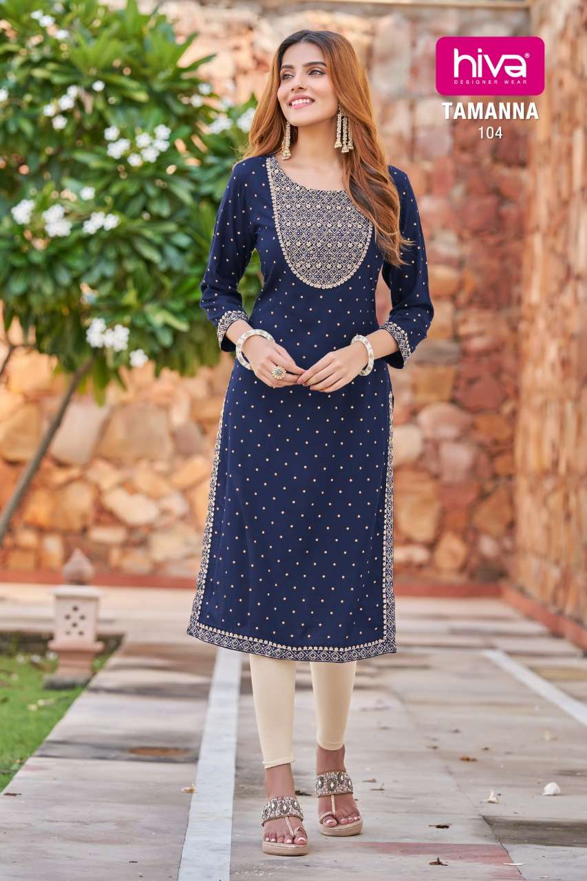 TAMANNA BY HIVA 101 TO 106 SERIES BEAUTIFUL STYLISH FANCY COLORFUL CASUAL WEAR & ETHNIC WEAR RAYON EMBROIDERED TOPS AT WHOLESALE PRICE