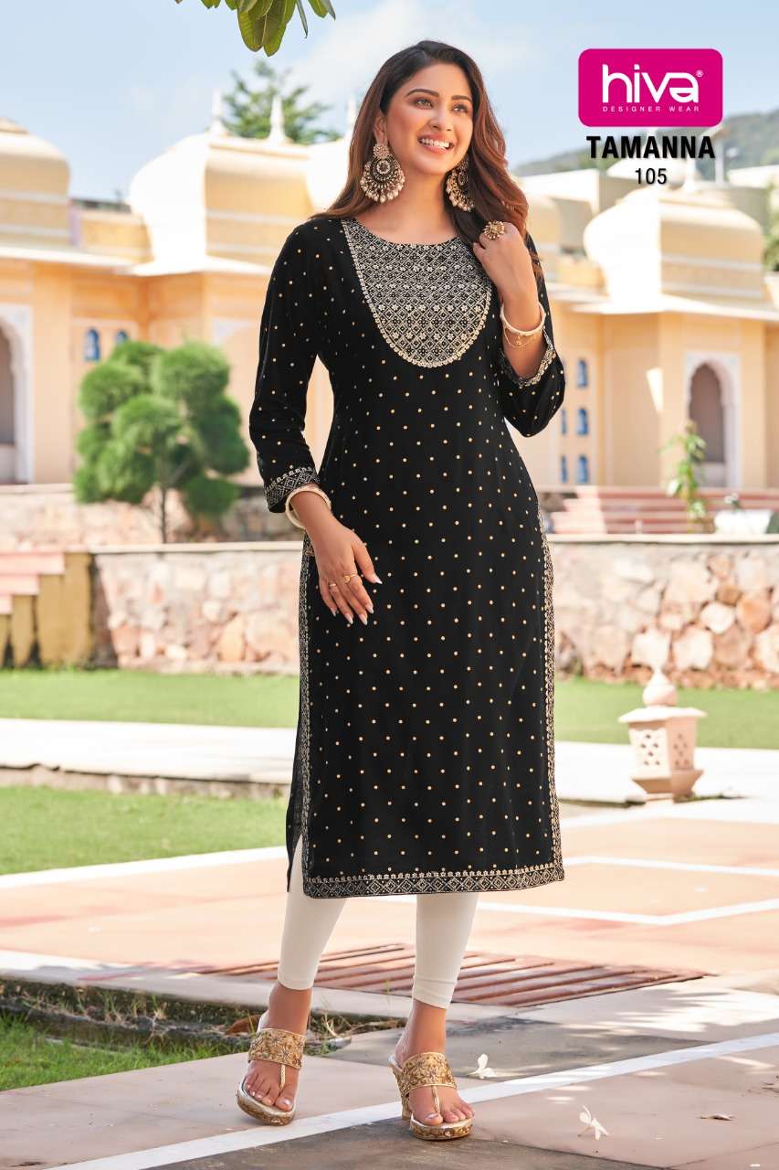 TAMANNA BY HIVA 101 TO 106 SERIES BEAUTIFUL STYLISH FANCY COLORFUL CASUAL WEAR & ETHNIC WEAR RAYON EMBROIDERED TOPS AT WHOLESALE PRICE