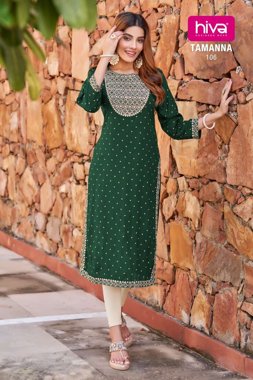 TAMANNA BY HIVA 101 TO 106 SERIES BEAUTIFUL STYLISH FANCY COLORFUL CASUAL WEAR & ETHNIC WEAR RAYON EMBROIDERED TOPS AT WHOLESALE PRICE