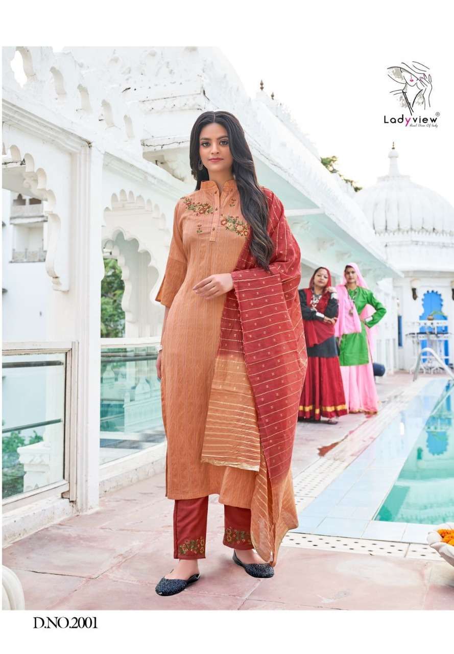 SUNDRA VOL-2 BY LADY VIEW 2001 TO 2004 SERIES BEAUTIFUL SUITS COLORFUL STYLISH FANCY CASUAL WEAR & ETHNIC WEAR NYLON VISCOSE DRESSES AT WHOLESALE PRICE