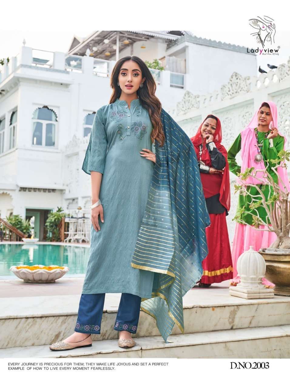 SUNDRA VOL-2 BY LADY VIEW 2001 TO 2004 SERIES BEAUTIFUL SUITS COLORFUL STYLISH FANCY CASUAL WEAR & ETHNIC WEAR NYLON VISCOSE DRESSES AT WHOLESALE PRICE