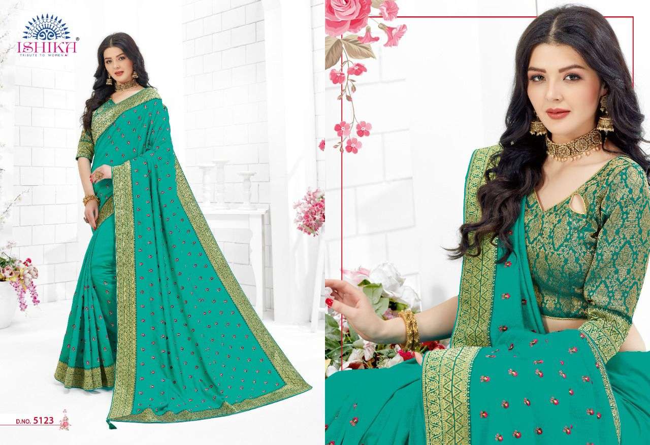 LAVANYA BY ISHIKA FASHION 5121 TO 5128 SERIES INDIAN TRADITIONAL WEAR COLLECTION BEAUTIFUL STYLISH FANCY COLORFUL PARTY WEAR & OCCASIONAL WEAR GEORGETTE PRINT SAREES AT WHOLESALE PRICE