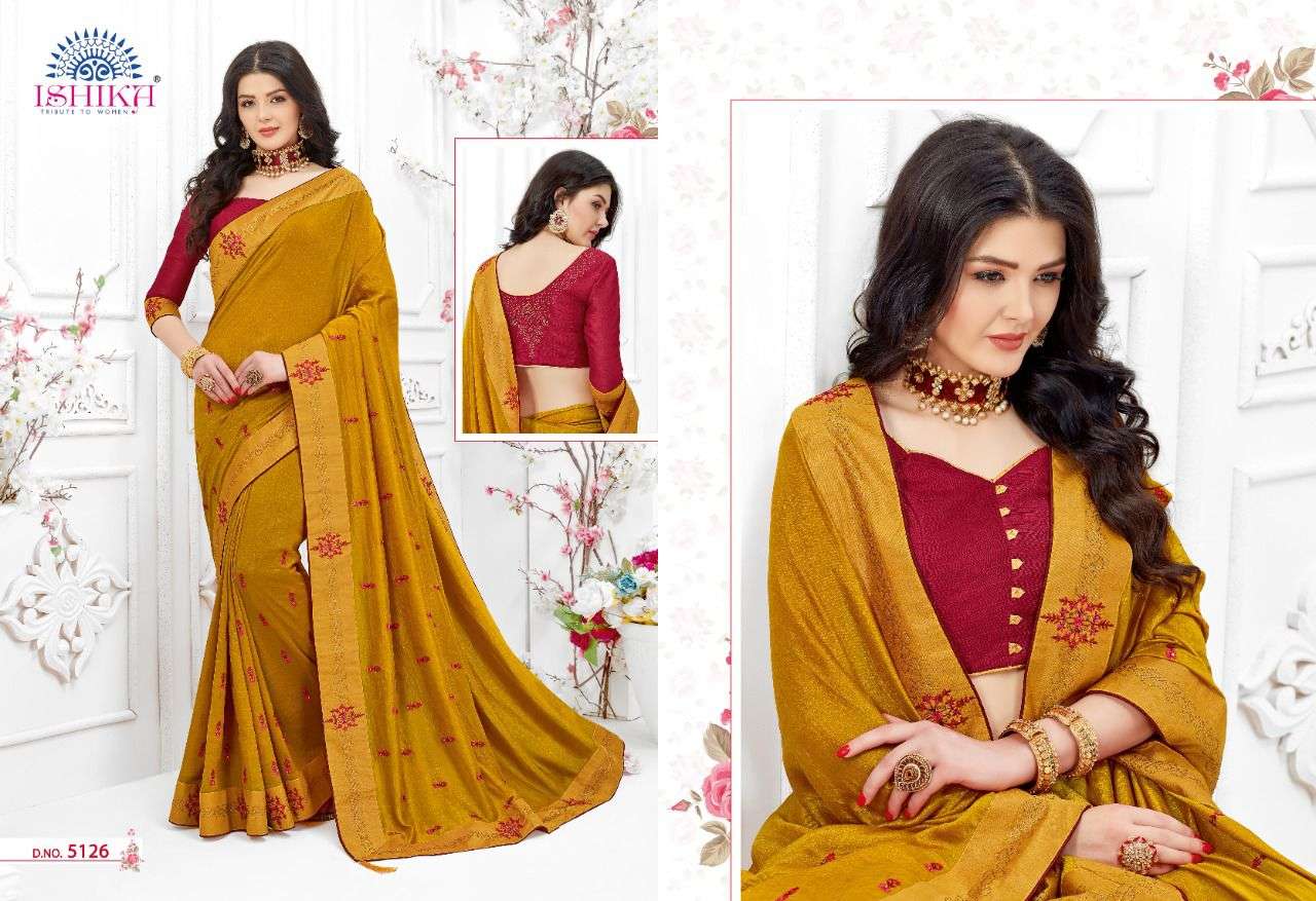 LAVANYA BY ISHIKA FASHION 5121 TO 5128 SERIES INDIAN TRADITIONAL WEAR COLLECTION BEAUTIFUL STYLISH FANCY COLORFUL PARTY WEAR & OCCASIONAL WEAR GEORGETTE PRINT SAREES AT WHOLESALE PRICE