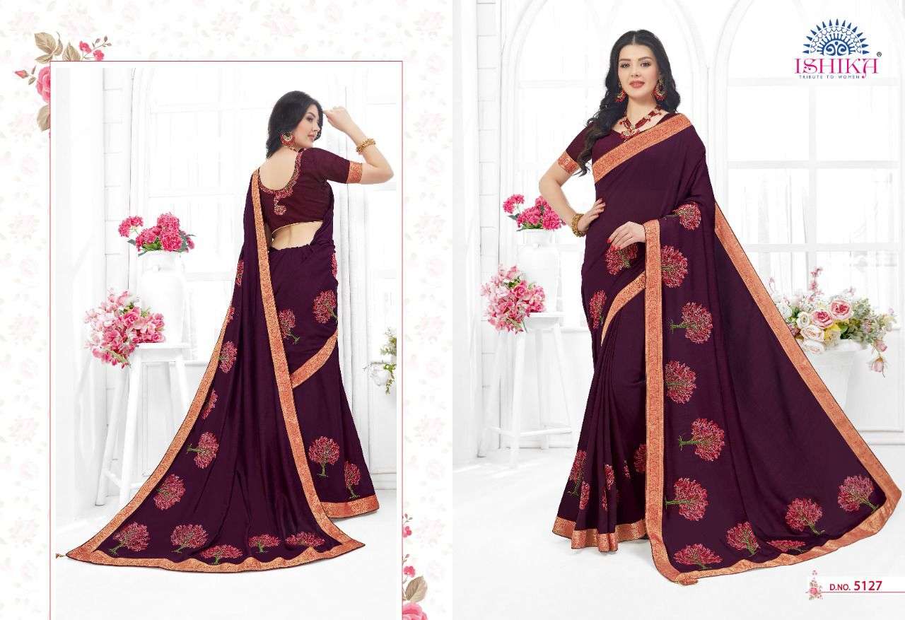 LAVANYA BY ISHIKA FASHION 5121 TO 5128 SERIES INDIAN TRADITIONAL WEAR COLLECTION BEAUTIFUL STYLISH FANCY COLORFUL PARTY WEAR & OCCASIONAL WEAR GEORGETTE PRINT SAREES AT WHOLESALE PRICE