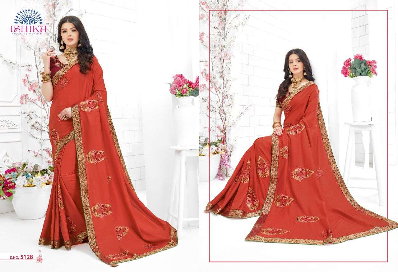 LAVANYA BY ISHIKA FASHION 5121 TO 5128 SERIES INDIAN TRADITIONAL WEAR COLLECTION BEAUTIFUL STYLISH FANCY COLORFUL PARTY WEAR & OCCASIONAL WEAR GEORGETTE PRINT SAREES AT WHOLESALE PRICE