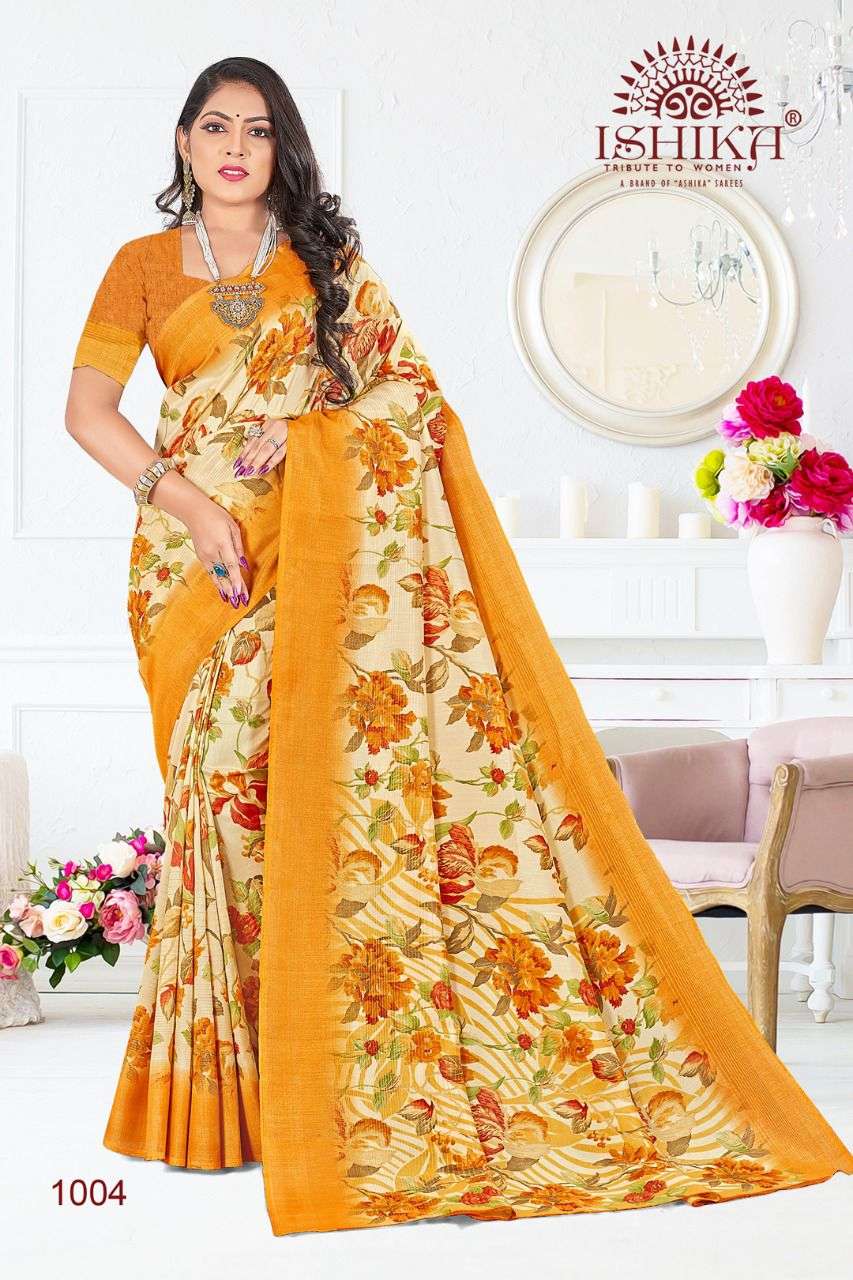 LAMHE SILK BY ISHIKA FASHION 1001 TO 1006 SERIES INDIAN TRADITIONAL WEAR COLLECTION BEAUTIFUL STYLISH FANCY COLORFUL PARTY WEAR & OCCASIONAL WEAR GEORGETTE SILK SAREES AT WHOLESALE PRICE