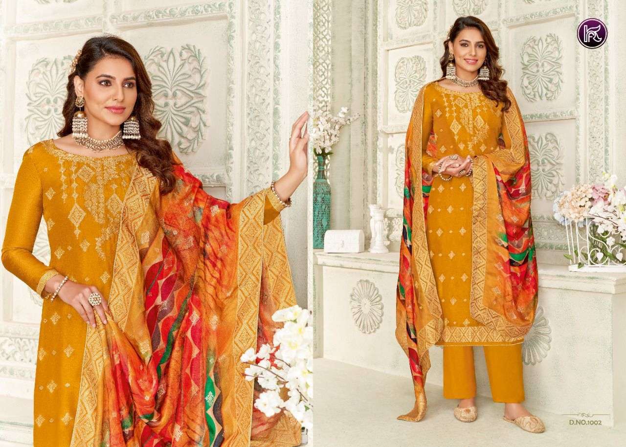 KALA JACQUARD VOL-12 BY KALA FASHION 1001 TO 1006 SERIES BEAUTIFUL SUITS COLORFUL STYLISH FANCY CASUAL WEAR & ETHNIC WEAR DOLA JACQUARD DRESSES AT WHOLESALE PRICE
