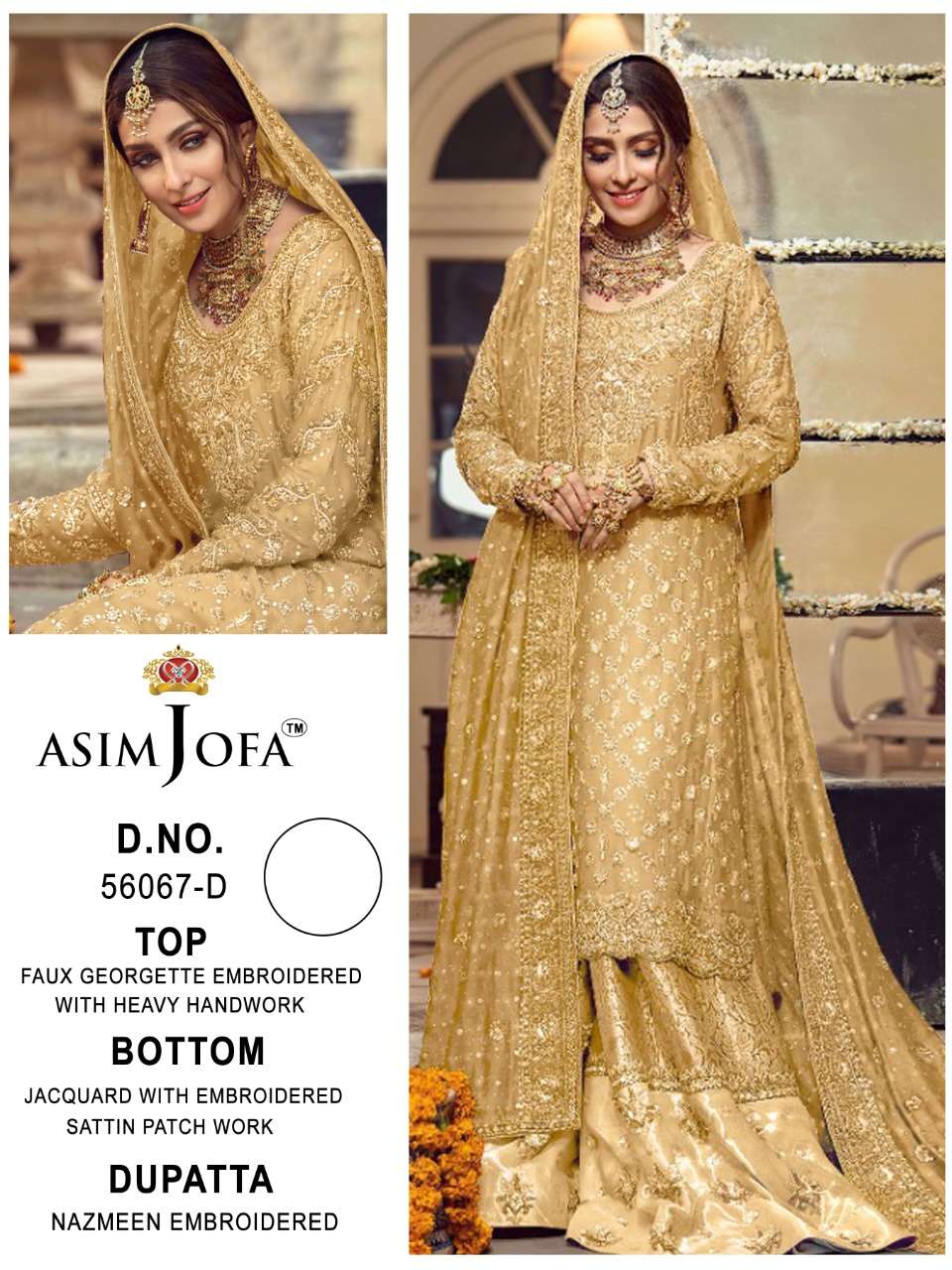 ASIM JOFA 56067 COLOURS BY ASIM JOFA 56067-A TO 56067-D SERIES BEAUTIFUL SUITS STYLISH COLORFUL FANCY CASUAL WEAR & ETHNIC WEAR FAUX GEORGETTE EMBROIDERED DRESSES AT WHOLESALE PRICE