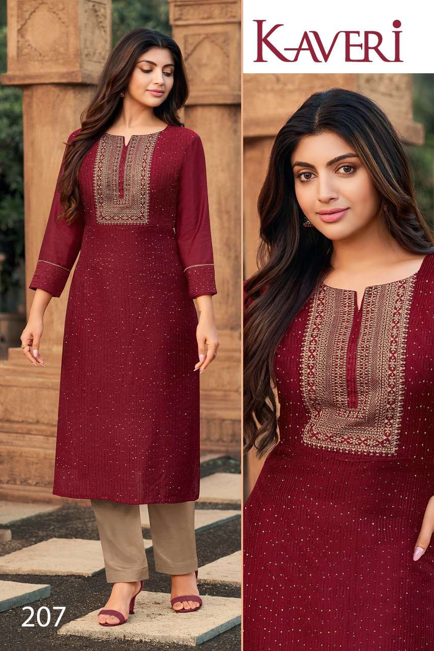 KAVERI BY HARIYAALI 207 TO 212 SERIES DESIGNER STYLISH FANCY COLORFUL BEAUTIFUL PARTY WEAR & ETHNIC WEAR COLLECTION SOFT SILK KURTIS AT WHOLESALE PRICE