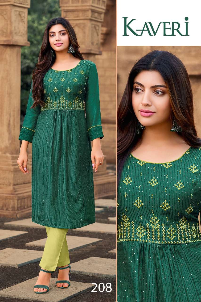KAVERI BY HARIYAALI 207 TO 212 SERIES DESIGNER STYLISH FANCY COLORFUL BEAUTIFUL PARTY WEAR & ETHNIC WEAR COLLECTION SOFT SILK KURTIS AT WHOLESALE PRICE
