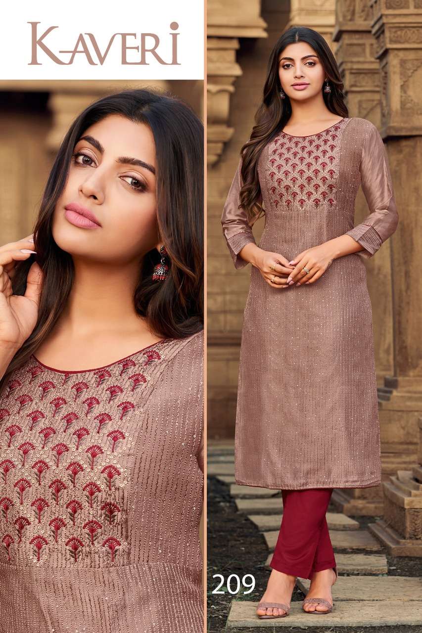 KAVERI BY HARIYAALI 207 TO 212 SERIES DESIGNER STYLISH FANCY COLORFUL BEAUTIFUL PARTY WEAR & ETHNIC WEAR COLLECTION SOFT SILK KURTIS AT WHOLESALE PRICE