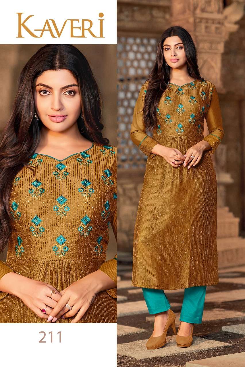KAVERI BY HARIYAALI 207 TO 212 SERIES DESIGNER STYLISH FANCY COLORFUL BEAUTIFUL PARTY WEAR & ETHNIC WEAR COLLECTION SOFT SILK KURTIS AT WHOLESALE PRICE