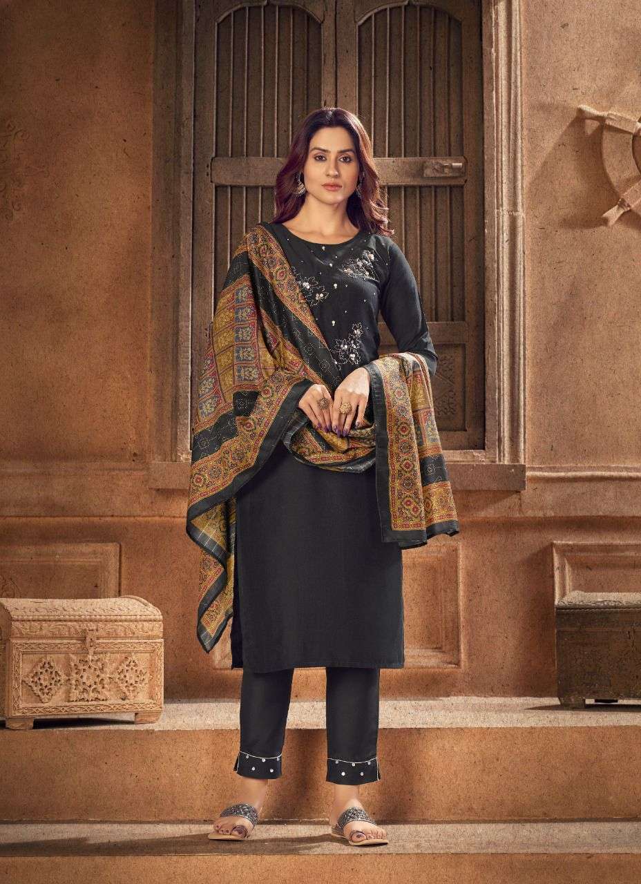 MAANYA BY VASTRIKAA 183 TO 188 SERIES BEAUTIFUL SUITS COLORFUL STYLISH FANCY CASUAL WEAR & ETHNIC WEAR CHINNON SILK DRESSES AT WHOLESALE PRICE