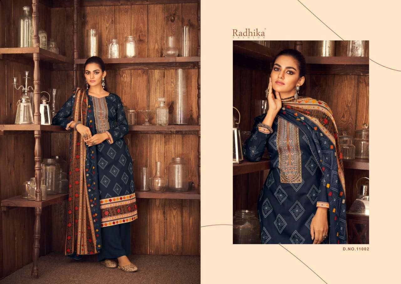 MUSSARET VOL-16 BY AZARA 11001 TO 11008 SERIES BEAUTIFUL COLORFUL STYLISH PRETTY PARTY WEAR CASUAL WEAR OCCASIONAL WEAR PURE CAMBRIC COTTON PRINT WITH EMBROIDERED DRESSES AT WHOLESALE PRICE