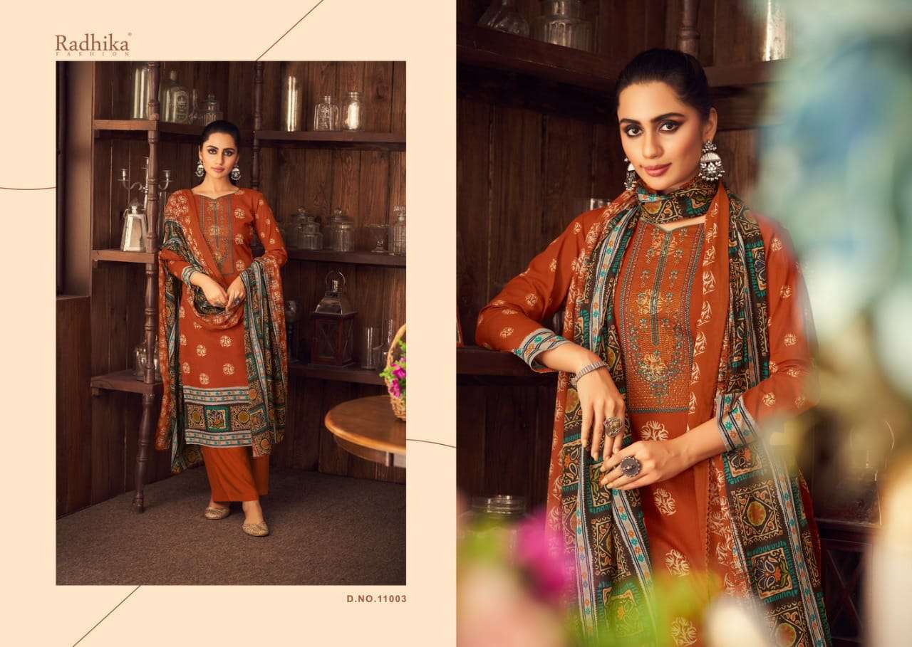 MUSSARET VOL-16 BY AZARA 11001 TO 11008 SERIES BEAUTIFUL COLORFUL STYLISH PRETTY PARTY WEAR CASUAL WEAR OCCASIONAL WEAR PURE CAMBRIC COTTON PRINT WITH EMBROIDERED DRESSES AT WHOLESALE PRICE