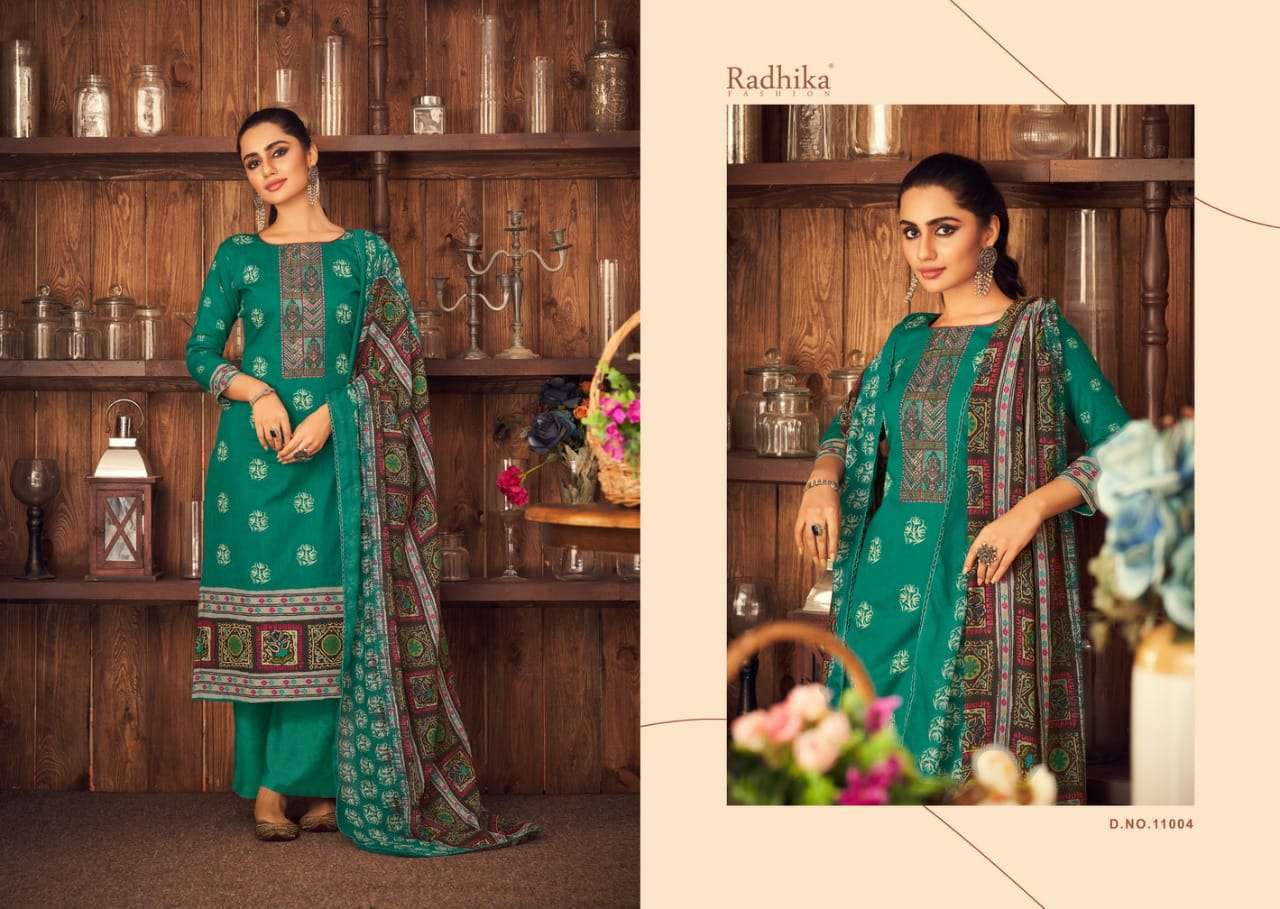 MUSSARET VOL-16 BY AZARA 11001 TO 11008 SERIES BEAUTIFUL COLORFUL STYLISH PRETTY PARTY WEAR CASUAL WEAR OCCASIONAL WEAR PURE CAMBRIC COTTON PRINT WITH EMBROIDERED DRESSES AT WHOLESALE PRICE