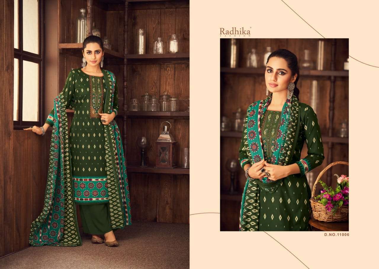 MUSSARET VOL-16 BY AZARA 11001 TO 11008 SERIES BEAUTIFUL COLORFUL STYLISH PRETTY PARTY WEAR CASUAL WEAR OCCASIONAL WEAR PURE CAMBRIC COTTON PRINT WITH EMBROIDERED DRESSES AT WHOLESALE PRICE