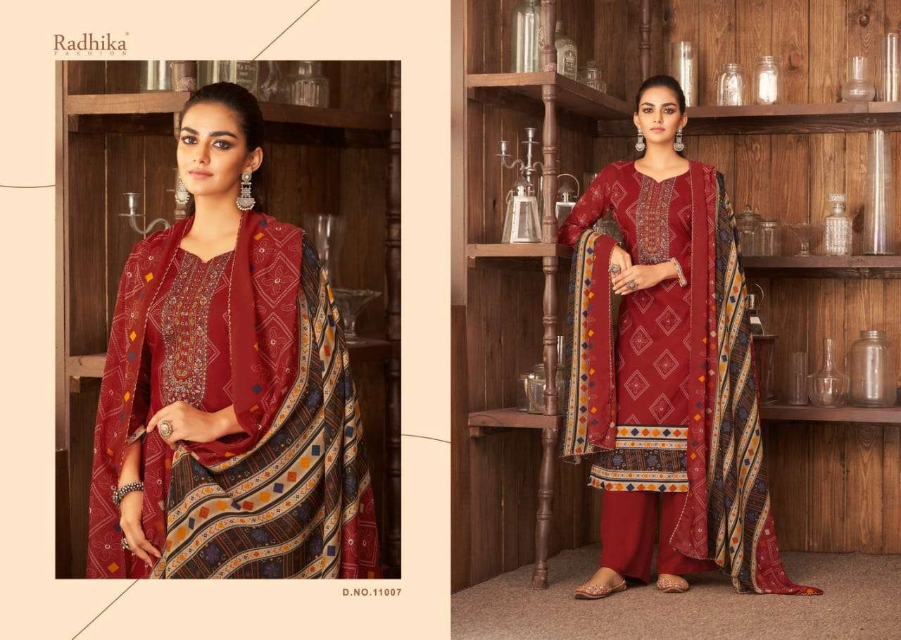 MUSSARET VOL-16 BY AZARA 11001 TO 11008 SERIES BEAUTIFUL COLORFUL STYLISH PRETTY PARTY WEAR CASUAL WEAR OCCASIONAL WEAR PURE CAMBRIC COTTON PRINT WITH EMBROIDERED DRESSES AT WHOLESALE PRICE