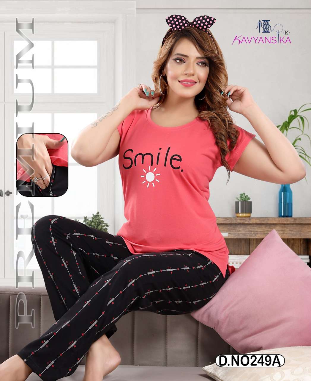 KAVYANSHIKA VOL-249 BY KAVYANSHIKA 249-A TO 249-F SERIES BEAUTIFUL STYLISH COLORFUL FANCY PARTY WEAR & ETHNIC WEAR & READY TO WEAR HOSIERY COTTON NIGHT SUITS AT WHOLESALE PRICE