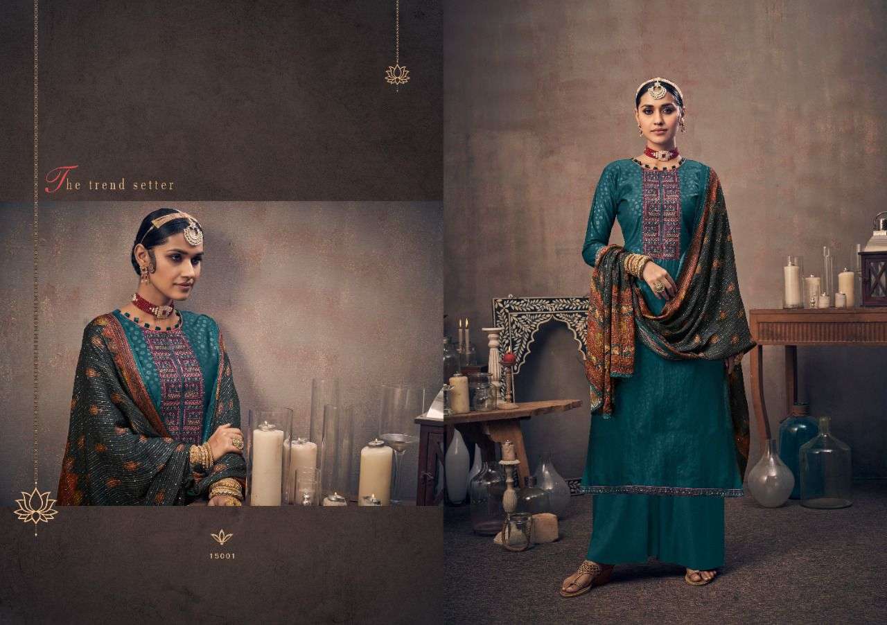 YUVIKA BY NISHANT FASHION 15001 TO 15006 SERIES BEAUTIFUL STYLISH SHARARA SUITS FANCY COLORFUL CASUAL WEAR & ETHNIC WEAR & READY TO WEAR HEAVY CHINNON SILK EMBROIDERED DRESSES AT WHOLESALE PRICE