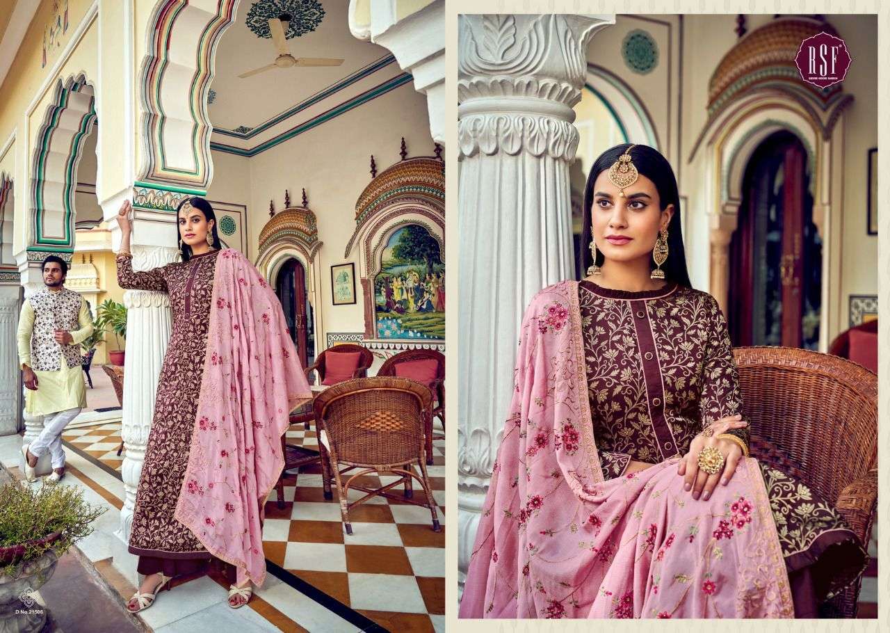 SWAG VOL-8 BY RIDDHI SIDDHI FASHION 21501 TO 21506 SERIES BEAUTIFUL STYLISH SHARARA SUITS FANCY COLORFUL CASUAL WEAR & ETHNIC WEAR & READY TO WEAR HEAVY SILK JACQAURD EMBROIDERED DRESSES AT WHOLESALE PRICE